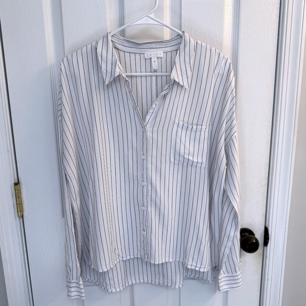 Leith Lightweight White Pinstripe Blouse – Size Medium - Nordstrom